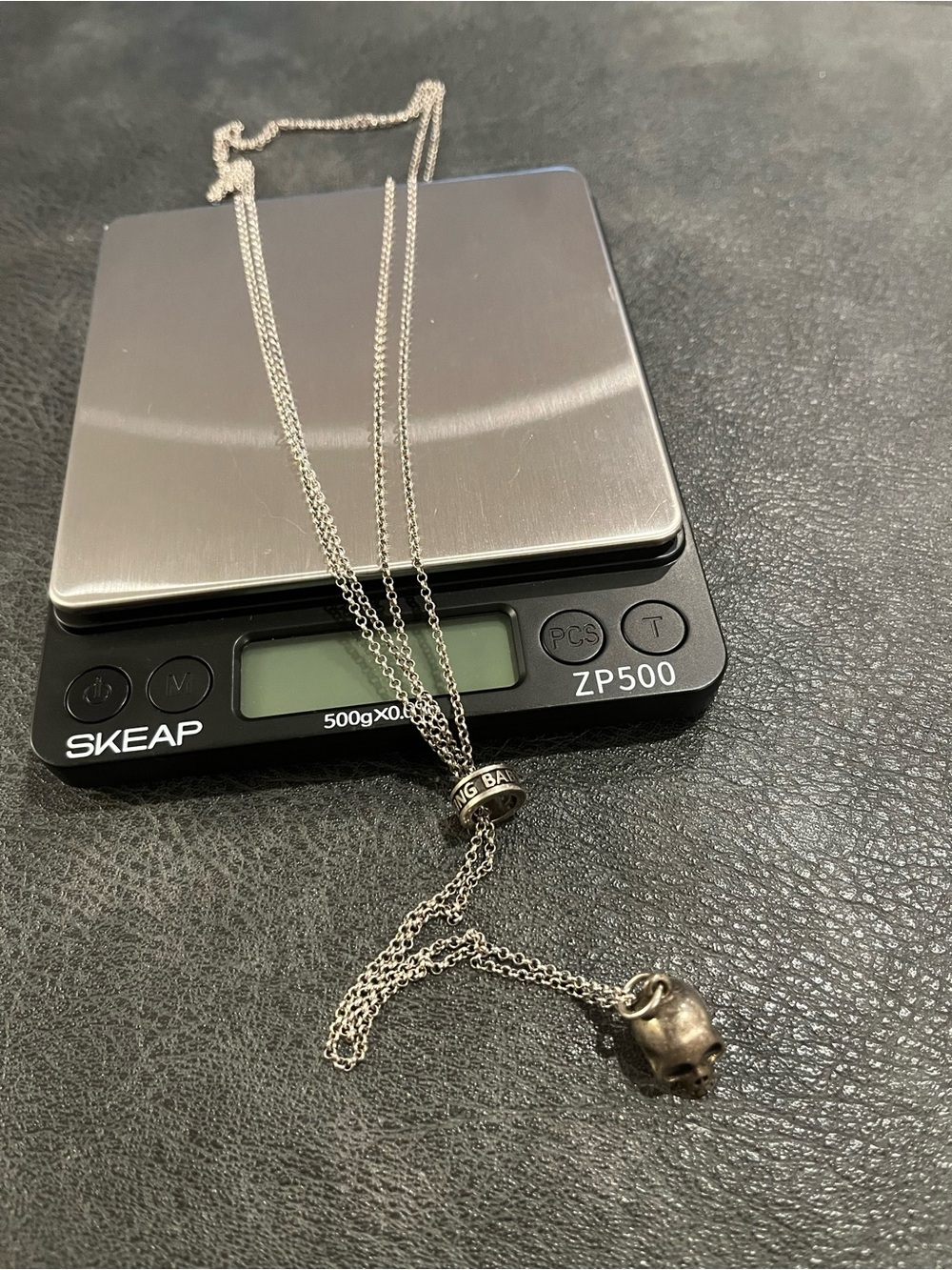 King Baby Studio Sterling Silver Lariat Skull Pendant Necklace